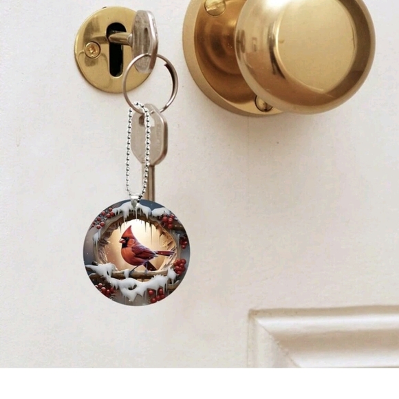 Cardinal Mirror Tag/Keychain - Picture 4 of 6